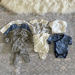 Assorted Cream, White, Blue and Gray Baby  Kimono Shirts Bodysuits